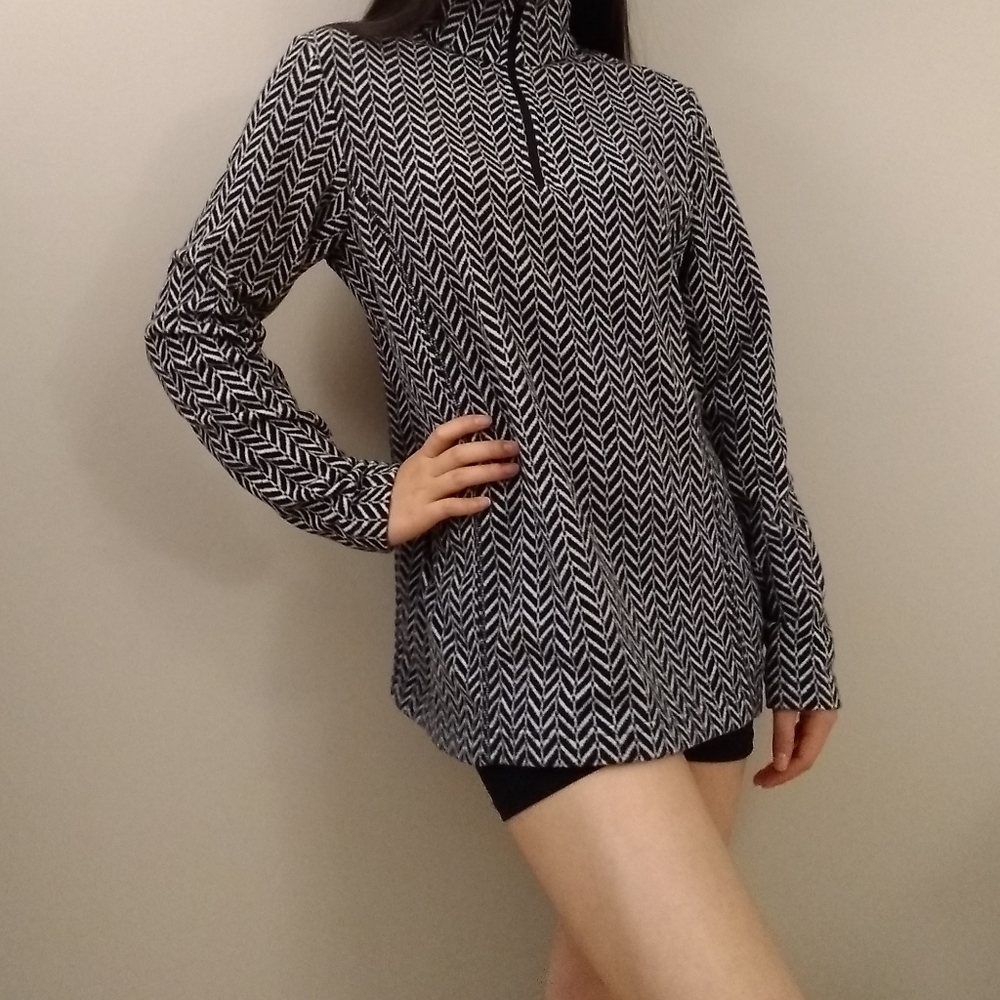 Turtleneck Half-Zip Long Sleeve Fleece Shirt Black